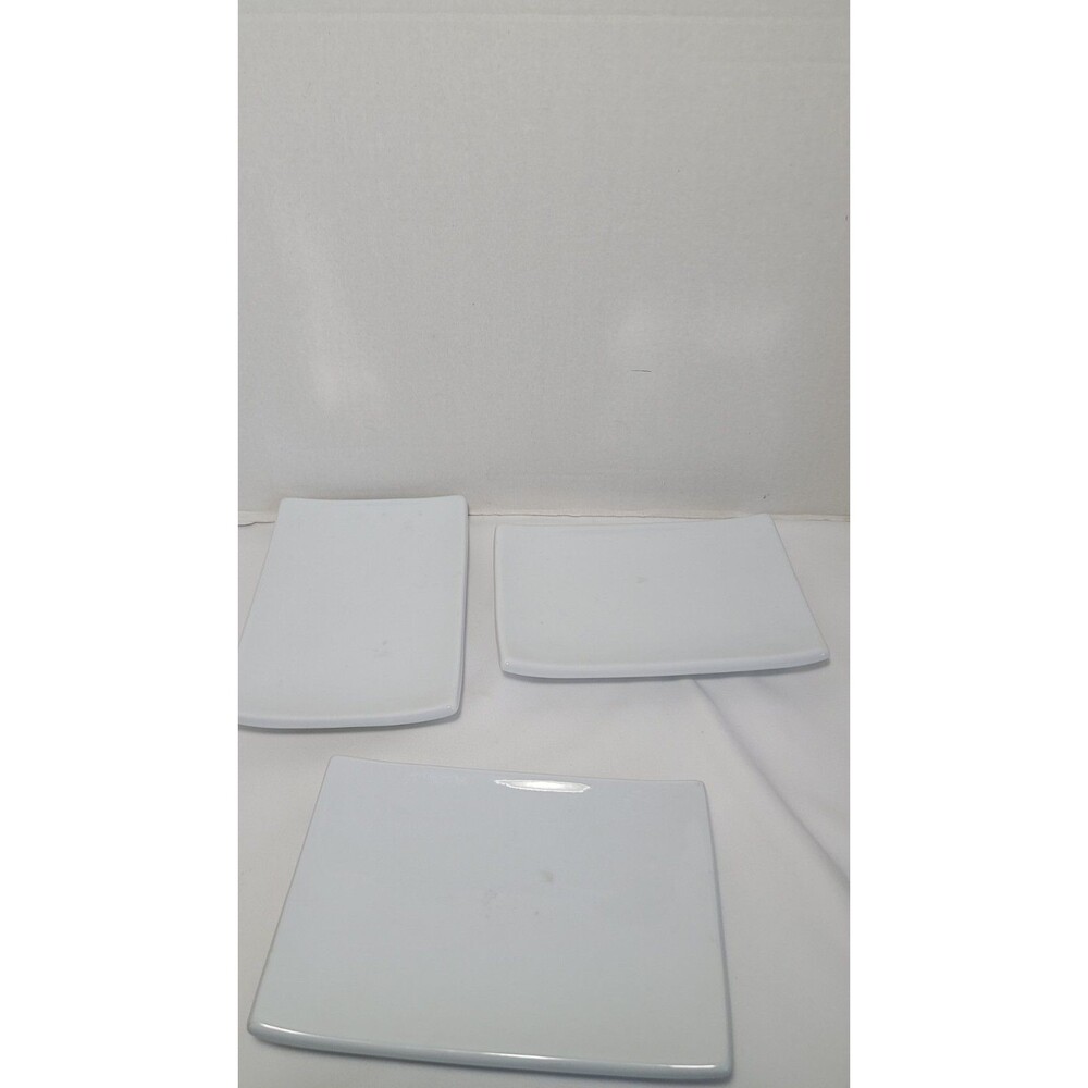 Pier 1 Imports Footed Appetizer  Luminous White Rectangle Set of 3 Plates